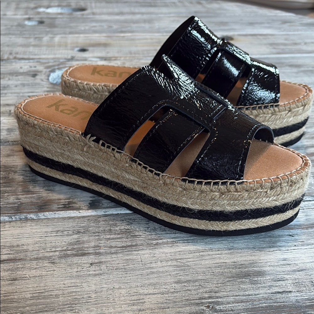 NEW without box, Kanna Margarita patent leather platform sandals, size 41/US 10